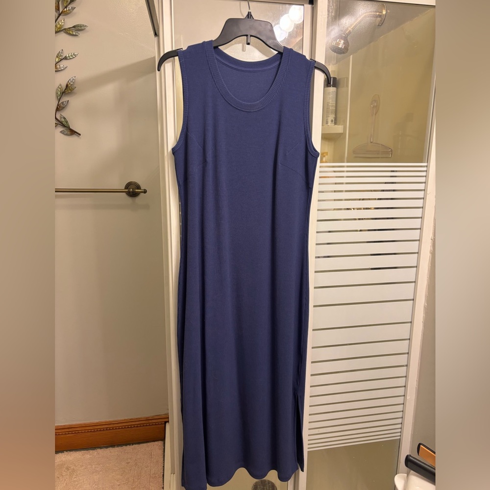 ITEM HAS SOLD Woolx Iris Ribbed Dress size large in ink blue